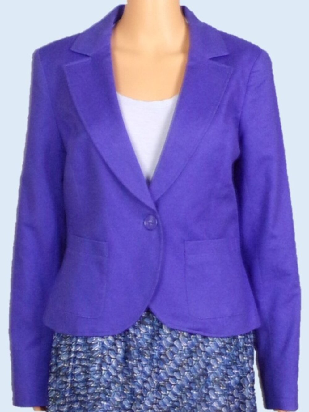 WILLI SMITH size 12 royal-blue 1-button blazer cotton/spandex dry clean only